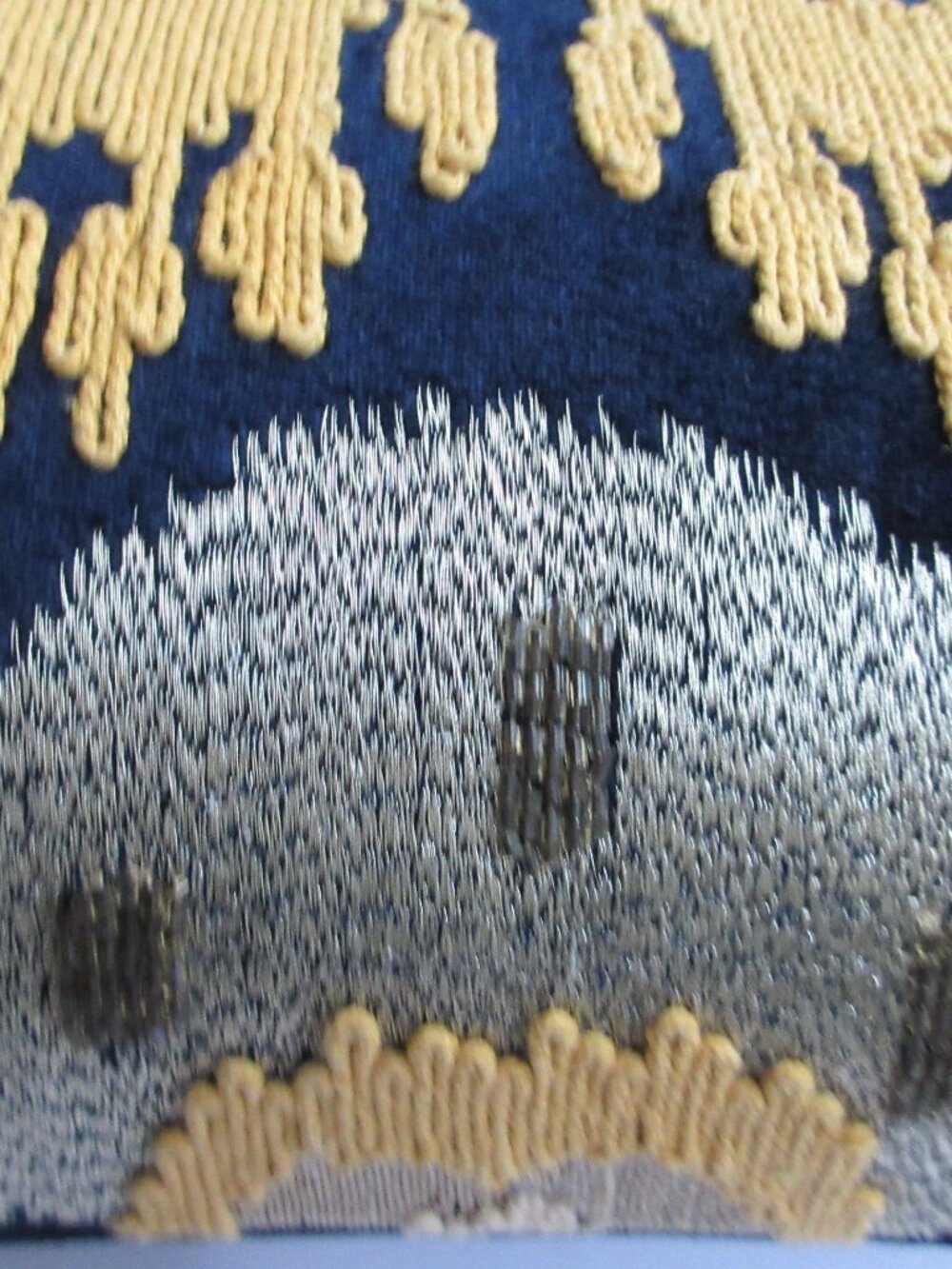 Two Callisto Home Coastal Modern Ikat Velvet Pillows 24" x 14" Navy Beaded - Picture 15 of 15